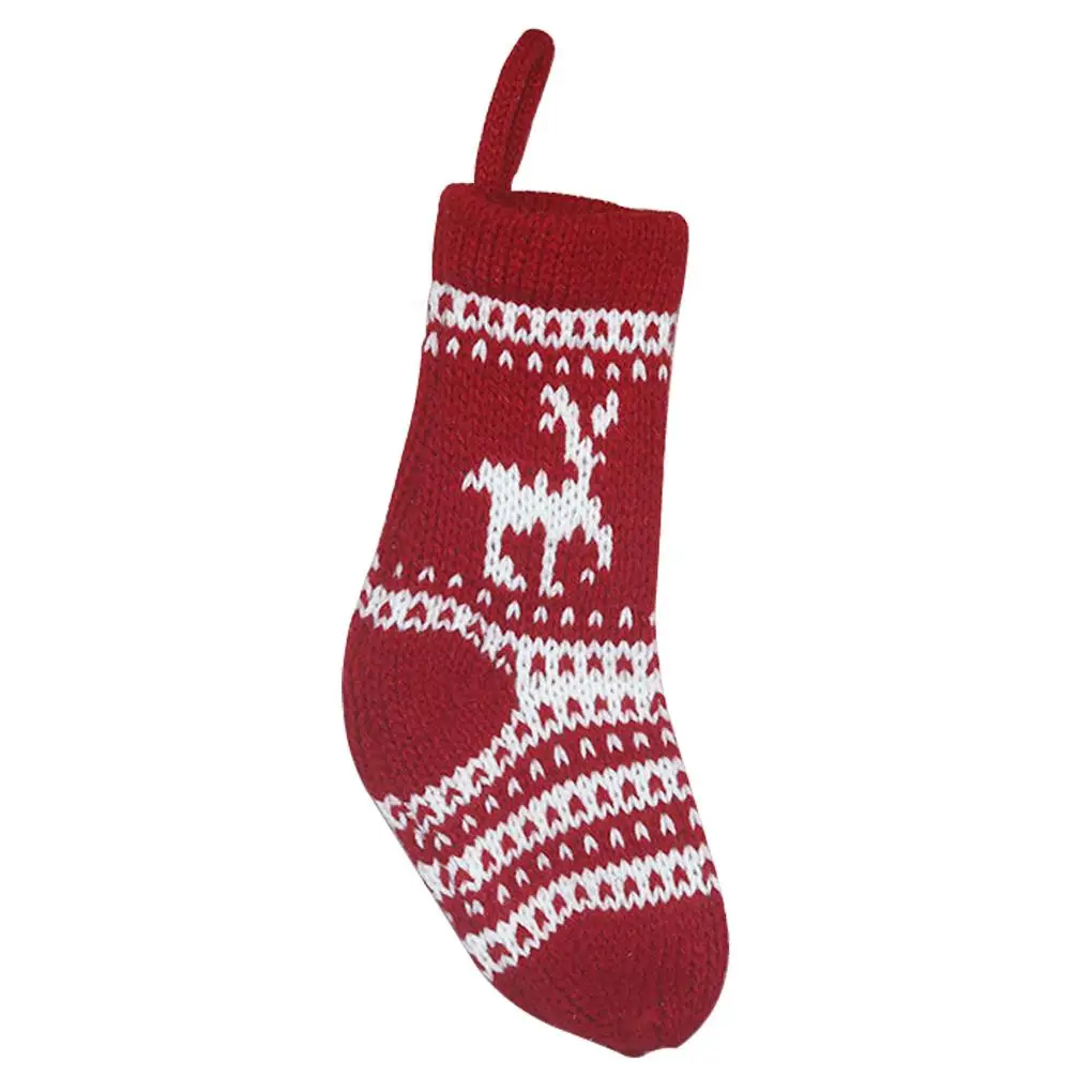 

Christmas Hanging Sock Fireplace Window Wall Knitted Sock Candy Gift Storage Home Decoration, White