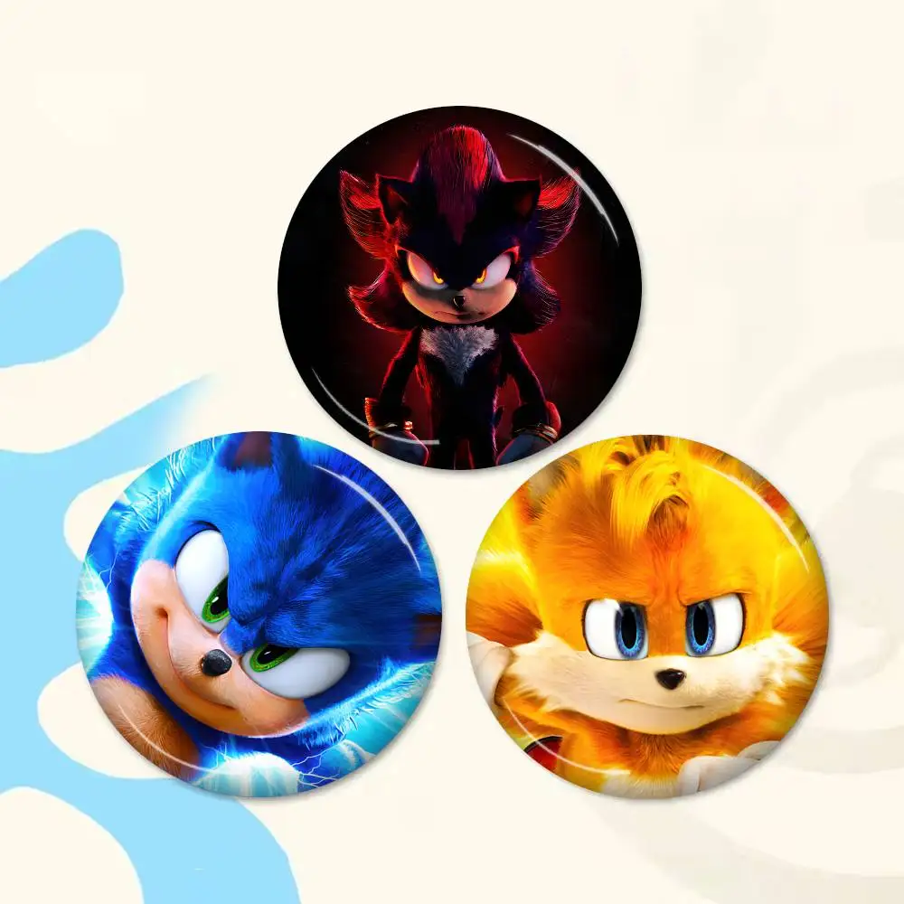 Фото Мультяшные игровые значки S-SoNiC-C R-RuMbLe-E: круглые кнопочные значки с надписями, креативные броши, украшения для рюкзаков и одежды, модные ювелирные изделия, подарки №4