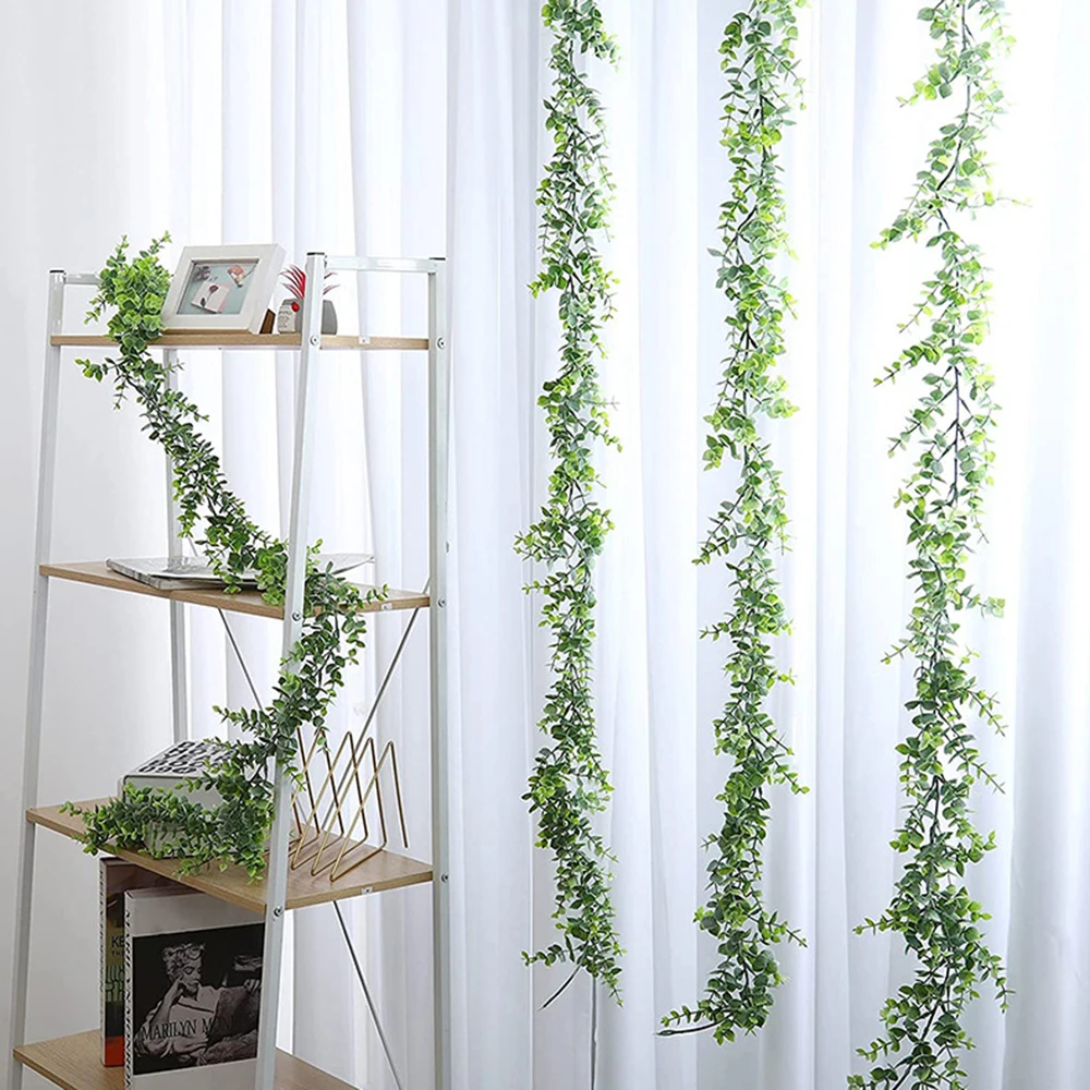 

180cm Artificial Eucalyptus Wreath Vine Arch Flower Garland Decoration Fake Plants Wall Wreath Vine Plant Rattan Wedding Decor