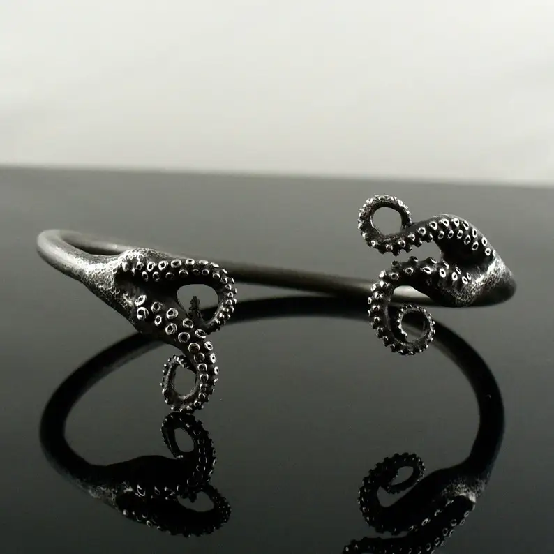 

SALE-Ready to ship! Octopus Jewelry, tentacle bracelet, tentacle cuff, octopus Bangle - Double Tentacle Split Bangle
