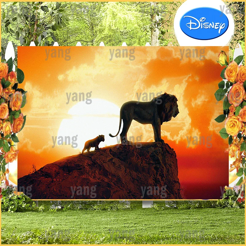 

Cartoon Disney Lovely Lion King Simba Cute Boys Birthday Party Decoration Custom Outdoor Sunset Backdrop Photography Background