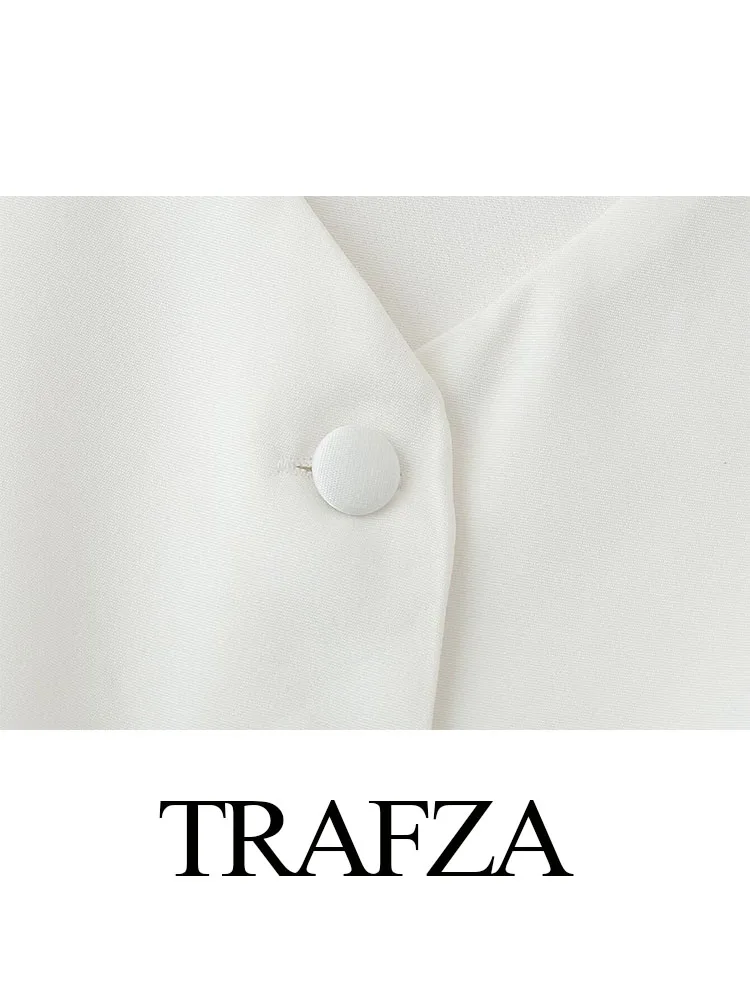 Женский однобортный Топ Без Рукавов TRAFZA свободный однотонный Тонкий с карманами