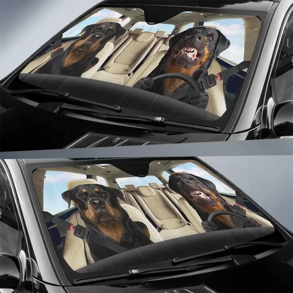 Greture Rottweiler Dog Driver Автомобильный солнцезащитный козырек для лобового стекла