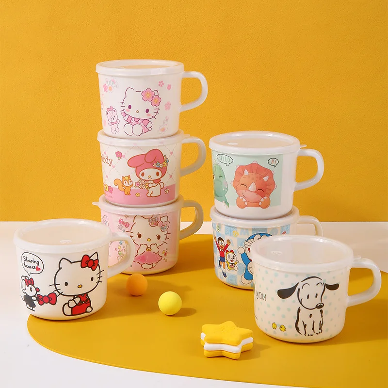 

Hello Kitty Melody Doraemon Cup Kawaii Cartoon Anime Fall Resistance Durable Anti-scald Heat Insulation Creative Lid Household
