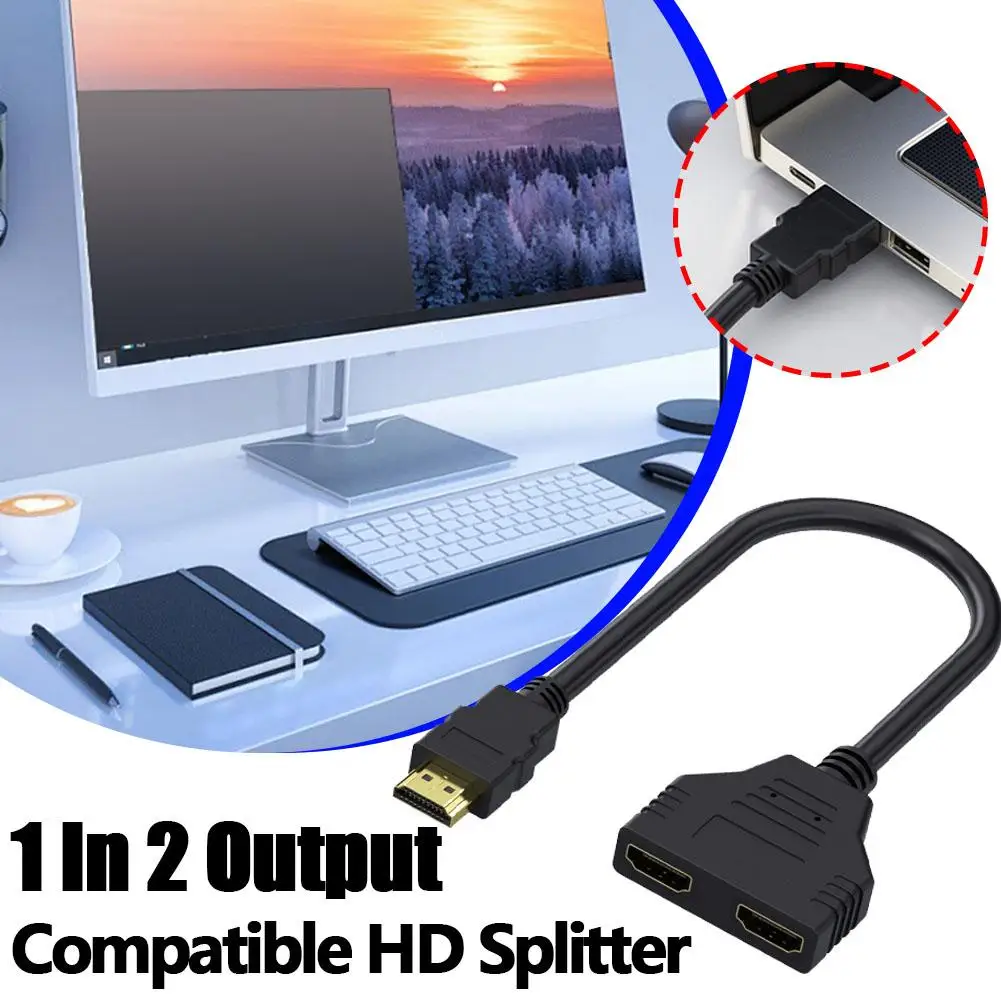 Адаптер HDMI-совместимый с 1 штекером на 2 экрана
