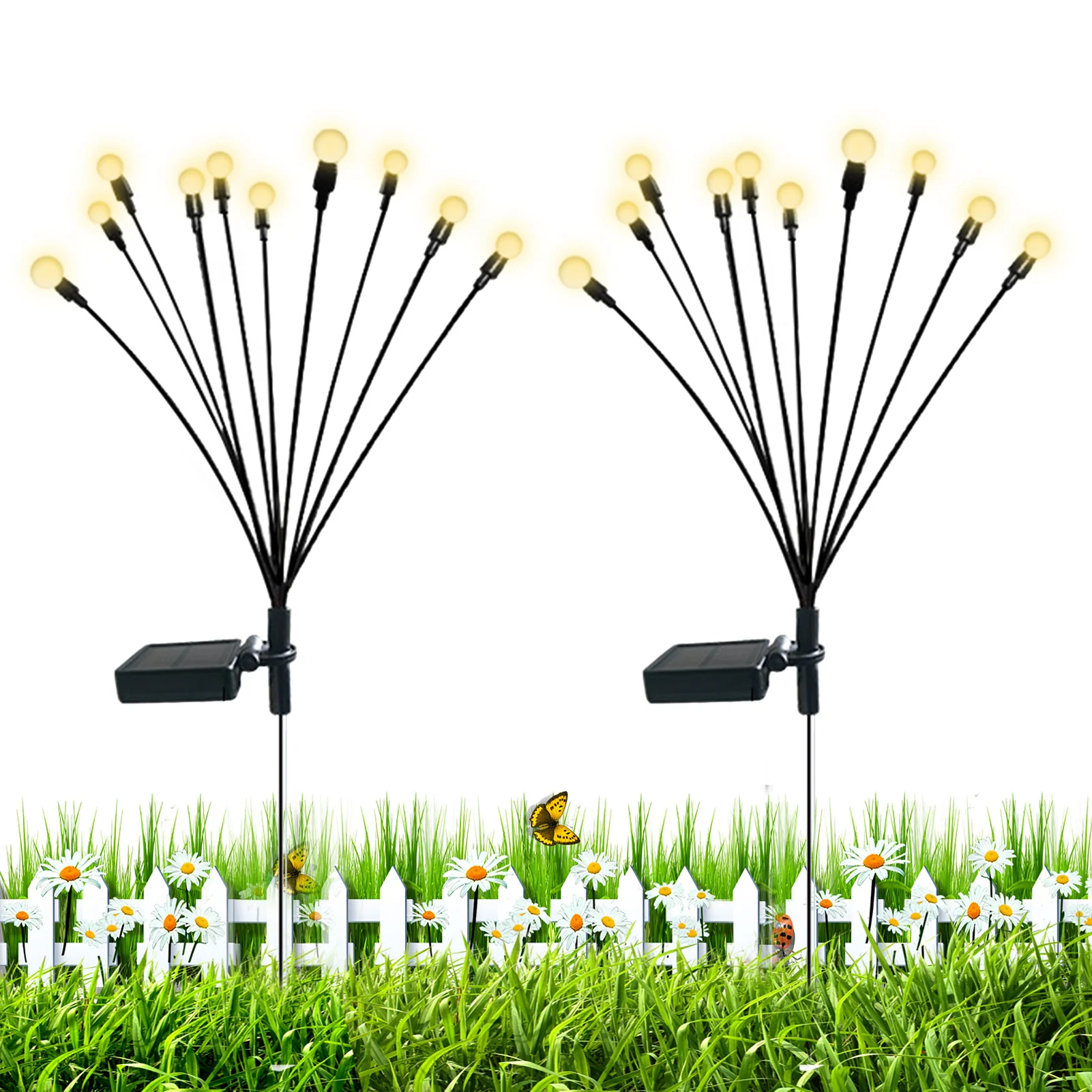 

Solar Powered Firefly Lights Outdoor Waterproof Solar Garden Lights Outdoor Decorative Solar Lamps String Lights 2 Pieces Solar