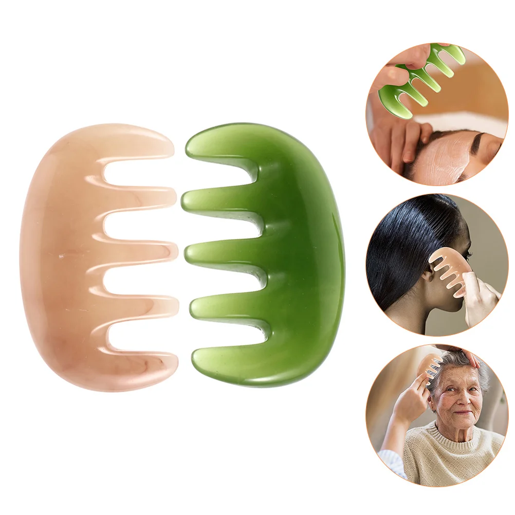 

2 Pcs Scalp Massage Comb Tool Massager Guasha Resin Beeswax Wide Tooth Hair