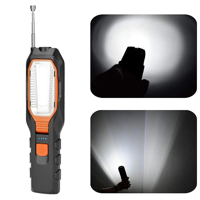 

COB LED Work Light Adjustable Inspection Lamp Magnetic Hand Torch USB Rechargeable Camping Lantern With Hook Magnet Pick Tools