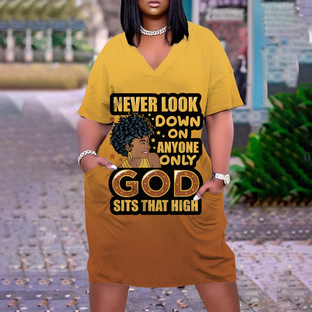 

Hot Women Lucky Dress Girl Face Printed Female Beachwear V-Neck Sexy Casual Vestidos Bohemian Lady Dresses Knee-Length Clothes