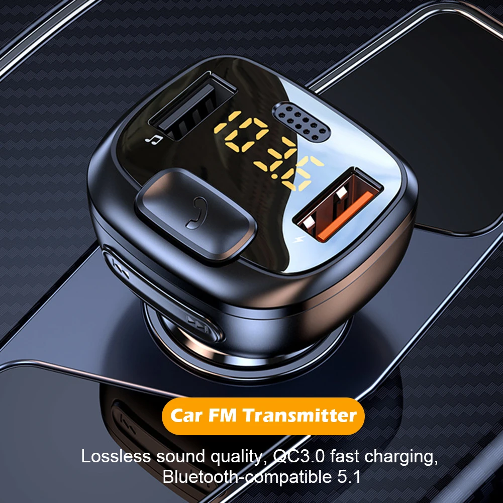 

FM Transmitter Bluetooth-Compatible Wireless Car MP3 Player Dual USB QC3.0 Fast Charging TF/USB Input Hands-Free Call Car Radio