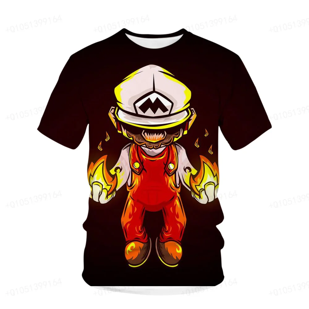 

2023 New Super Mario Brothers Game Character Print T-shirt Cartoon Anime Summer Children's Beach T-shirt Top Boys' Birthday Gift