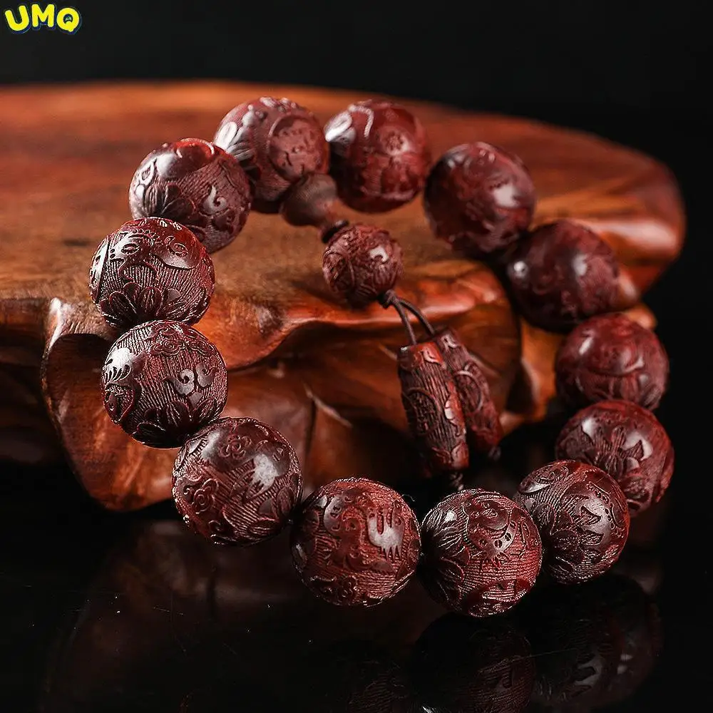 

Маленькие бусины из Замбии и красного сандалового дерева, бусины Будды с шестью символами, молитвенные бусины, Мужская Ручная цепочка, дере...