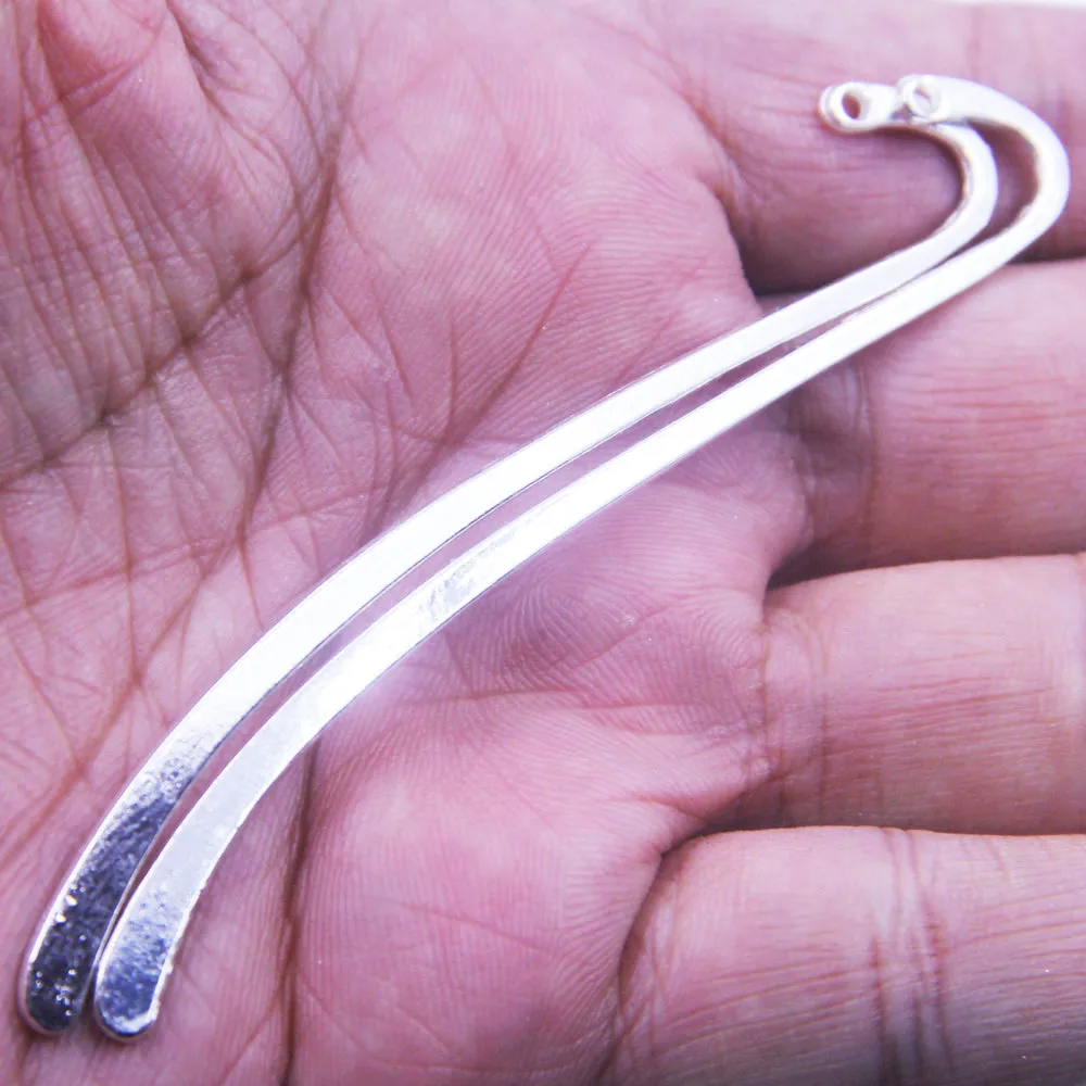50Pcs Bookmarks With Hole Smooth Metal Silver Plated For Book Reading Jewelry DIY Making Findings Charms 86mm