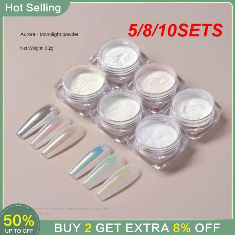 

5/8/10SETS Aurora Powder Difficult To Remove Makeup Aurora Mirror Powder Nail Glitter Mirror Flour No Flying Powder