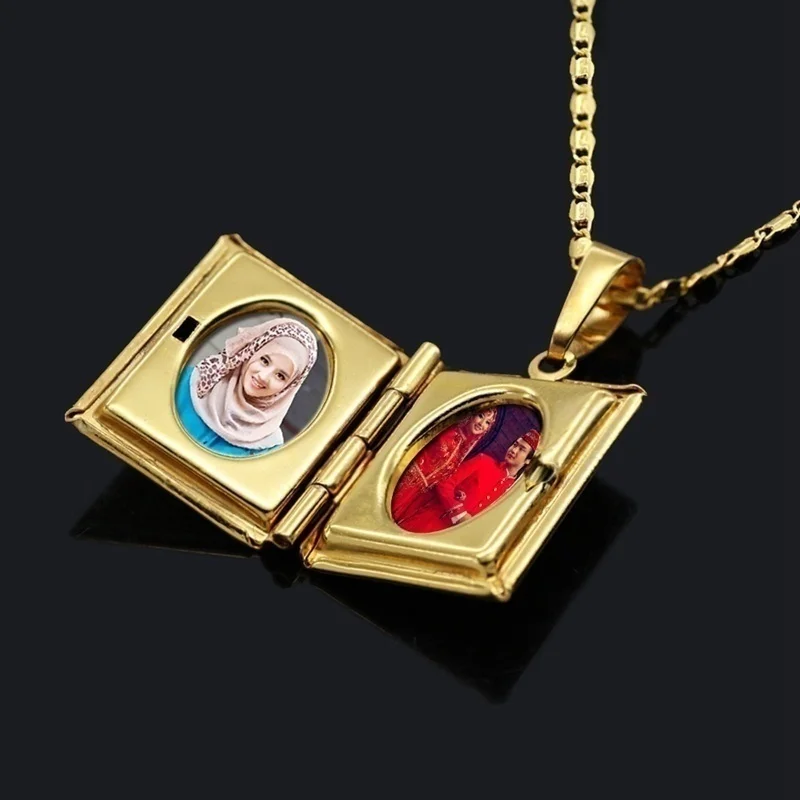 

Fashion square photo box storage box Pendant Necklace for Couples Religious Beliefs Commemorative amulet Jewelry