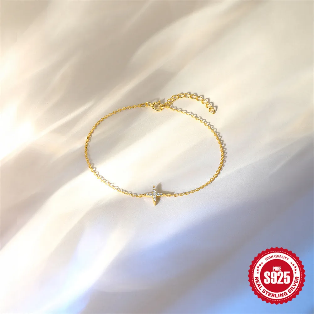 Женский браслет из серебра 100% пробы с цирконом