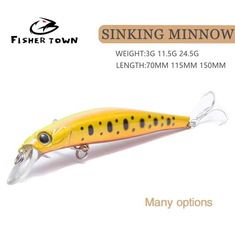 

FT 3g/11.5g Laser Miracle Sinking Black Minnow Hard Triple Hook Seawater Saltwater SwimBait Artificial Pesca Fishing Lure