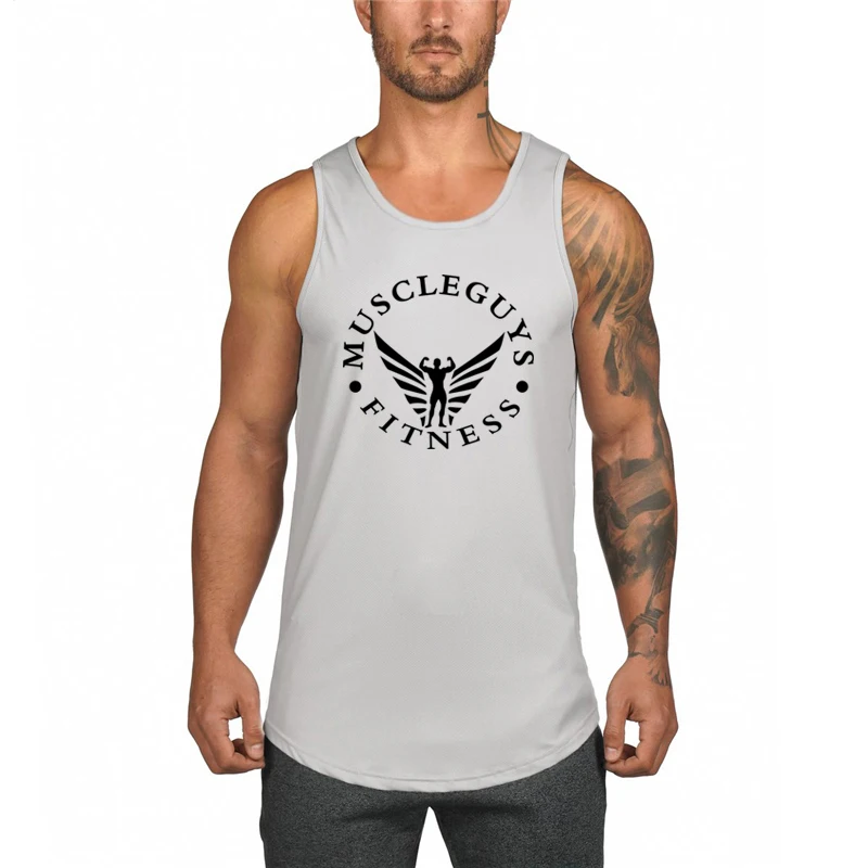 

Newest Summer Breathable Quick Dry Gym Fitness High Quality Mesh Sleeveless T-shirts Men Casual Fashion Cool Feeling Tank Tops