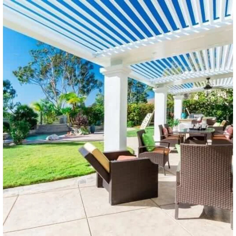 

Garden Louver with Retractable Awning Sunshade Canopy Metal Outdoor Pergola Aluminium Gazebos Space PVC