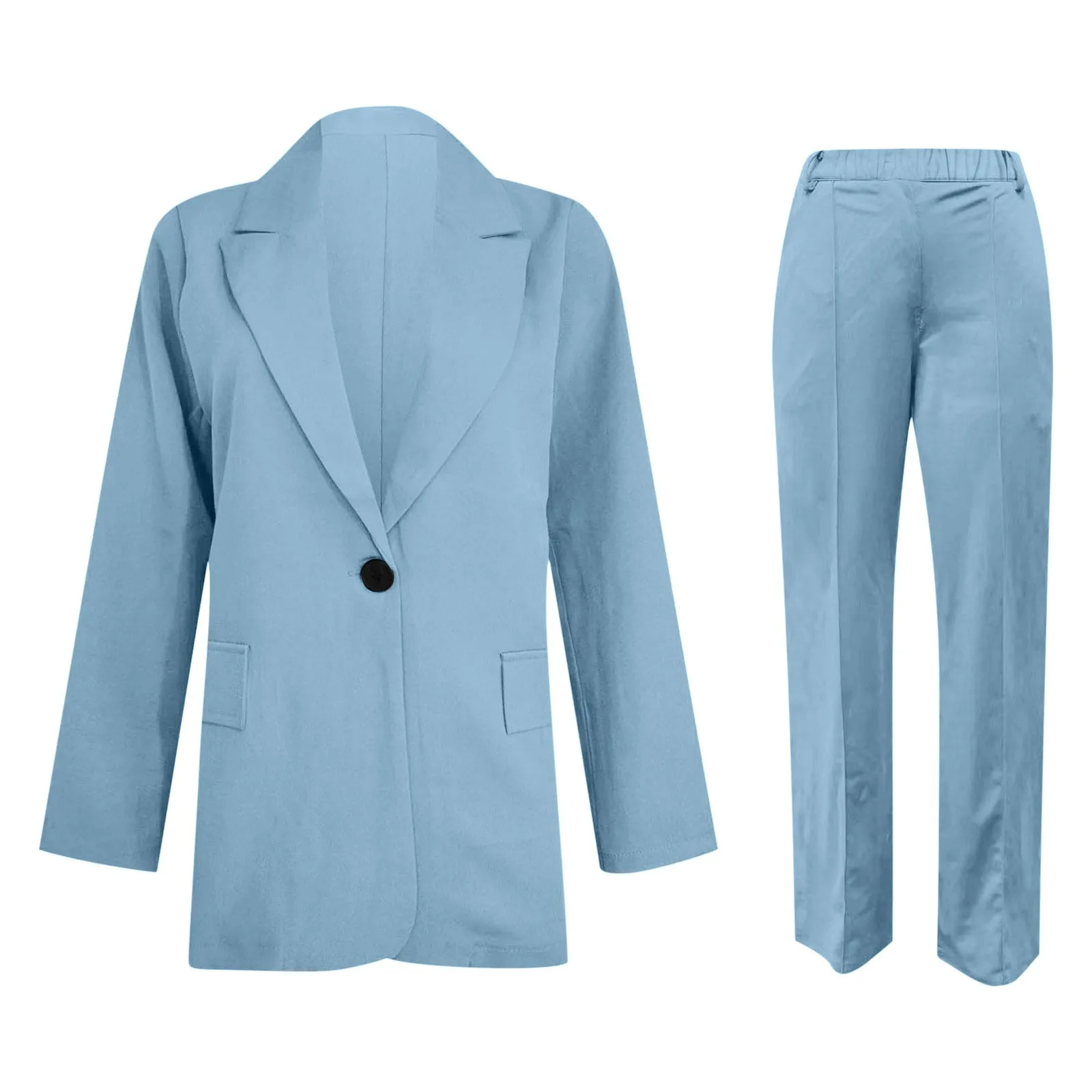 Женский деловой костюм из двух предметов элегантный однотонный блейзер с