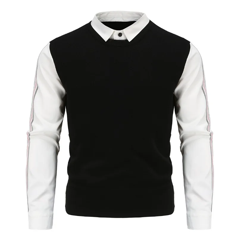 Усовершенствованный осенний облегающий мужской свитер из двух частей с