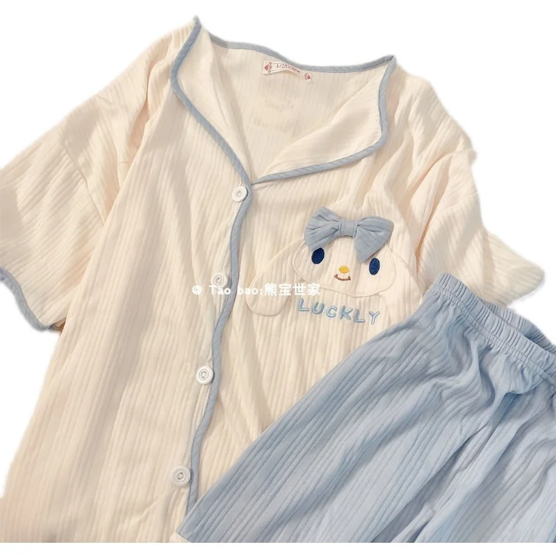 

Sanrio Cinnamoroll Pajamas Girl Summer Short-sleeved Shorts Cotton Thin Section Cute Student Big-eared Dog Home Service Suit