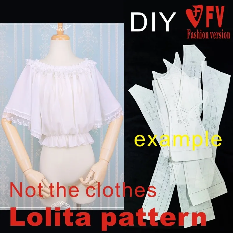 

Женская шифоновая кружевная рубашка с коротким рукавом и вырезом в стиле Лолиты, LOLI-14