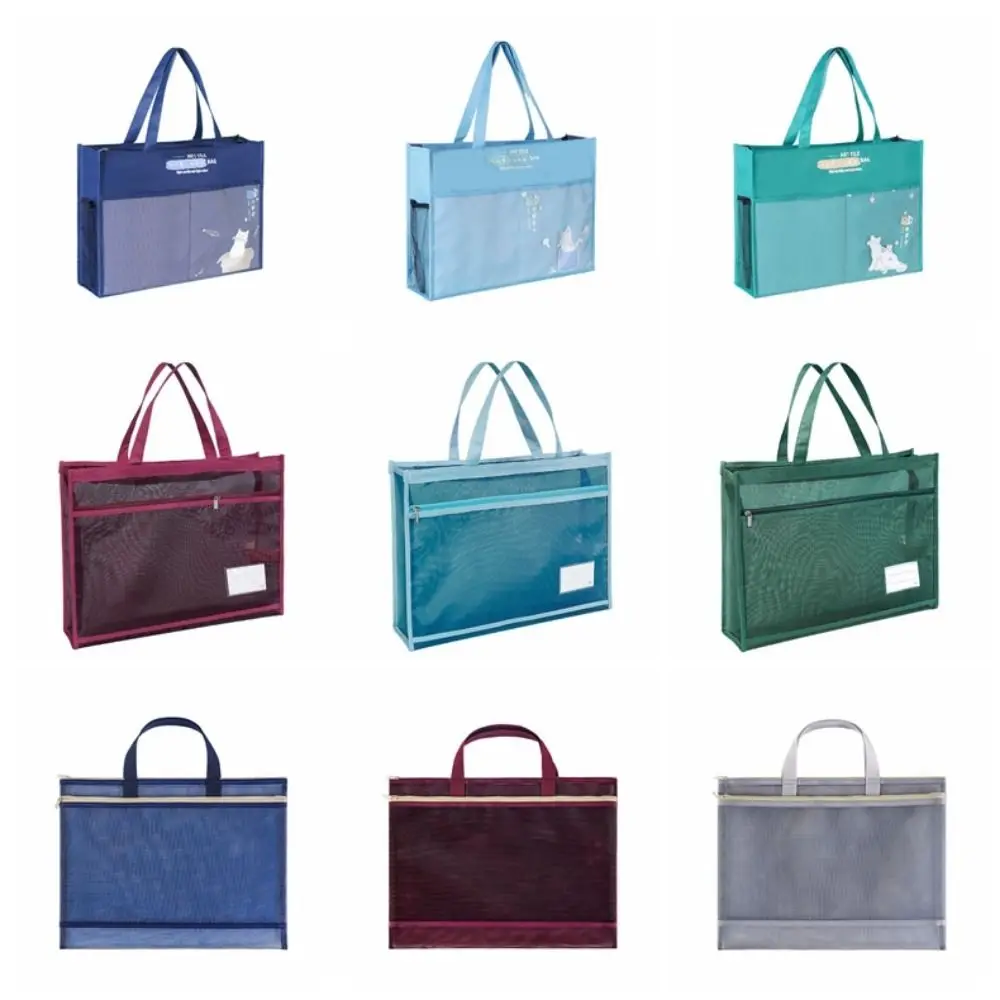 Durable A3 Zipper Pouch Bag Large-capacity Creative Document Book with Handle Waterproof Multi-layer File Organizer School