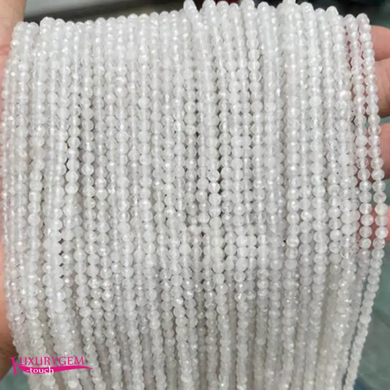 

Natural White Jades Stone Loose Beads 2mm 3mm 4mm Faceted Round DIY Jewelry Making Accessories 38cm a4466