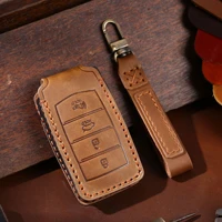 genuine leather car key case cover fob for hyundai genesis g70 g80 g90 2017 2018 2019 2020 key protector