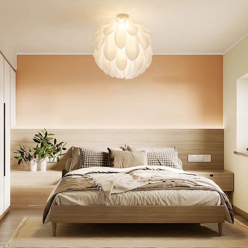 

Dimmable LED Pine Cone Ceiling Lights White Remote Control Bedside Ceiling Chandeliers Modern Room Decor for Bedroom Nightlight