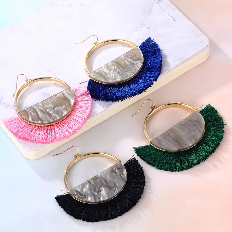 

New Tassel Earrings for Women Hoop Fringe Boho Lightweight Statement Drop Dangle Earrings for Lady Girls Jewelry
