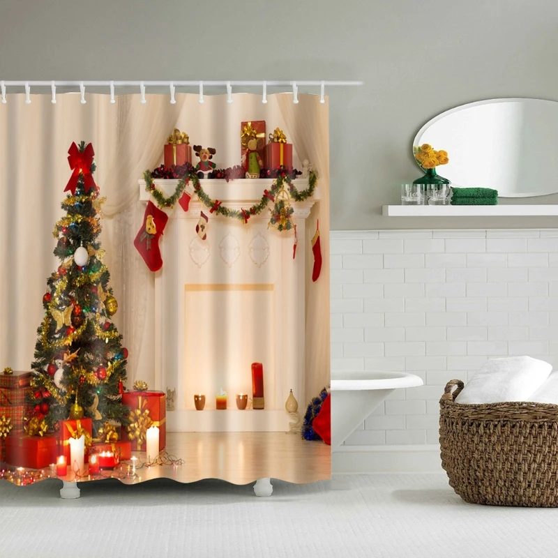 

Рождественская елка водонепроницаемая ткань занавеска для душа из полиэстера ванная комната с 12 крючками