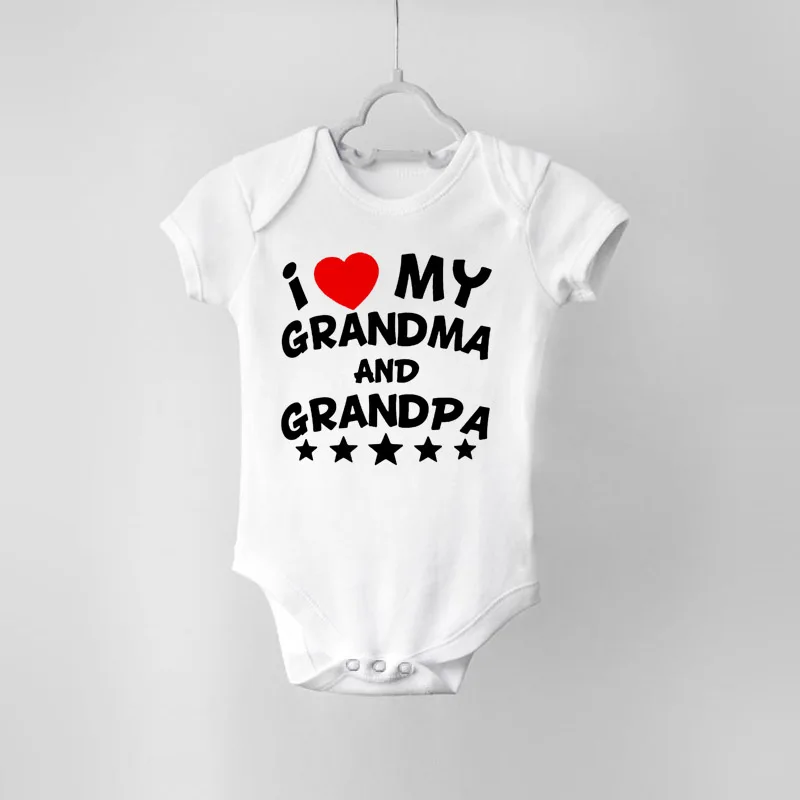 

2023 Summer Short Sleeve Great Grandpa and Grandma Loves Me Baby Clothes Bodysuit Baby Boys Girls Clothes Jumpsuit