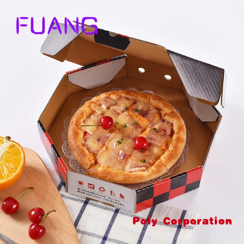 Wholesale 12 Inch Food Grade Biodegradable Corrugated Black Kraft Paper Packaging round shaped pizza box