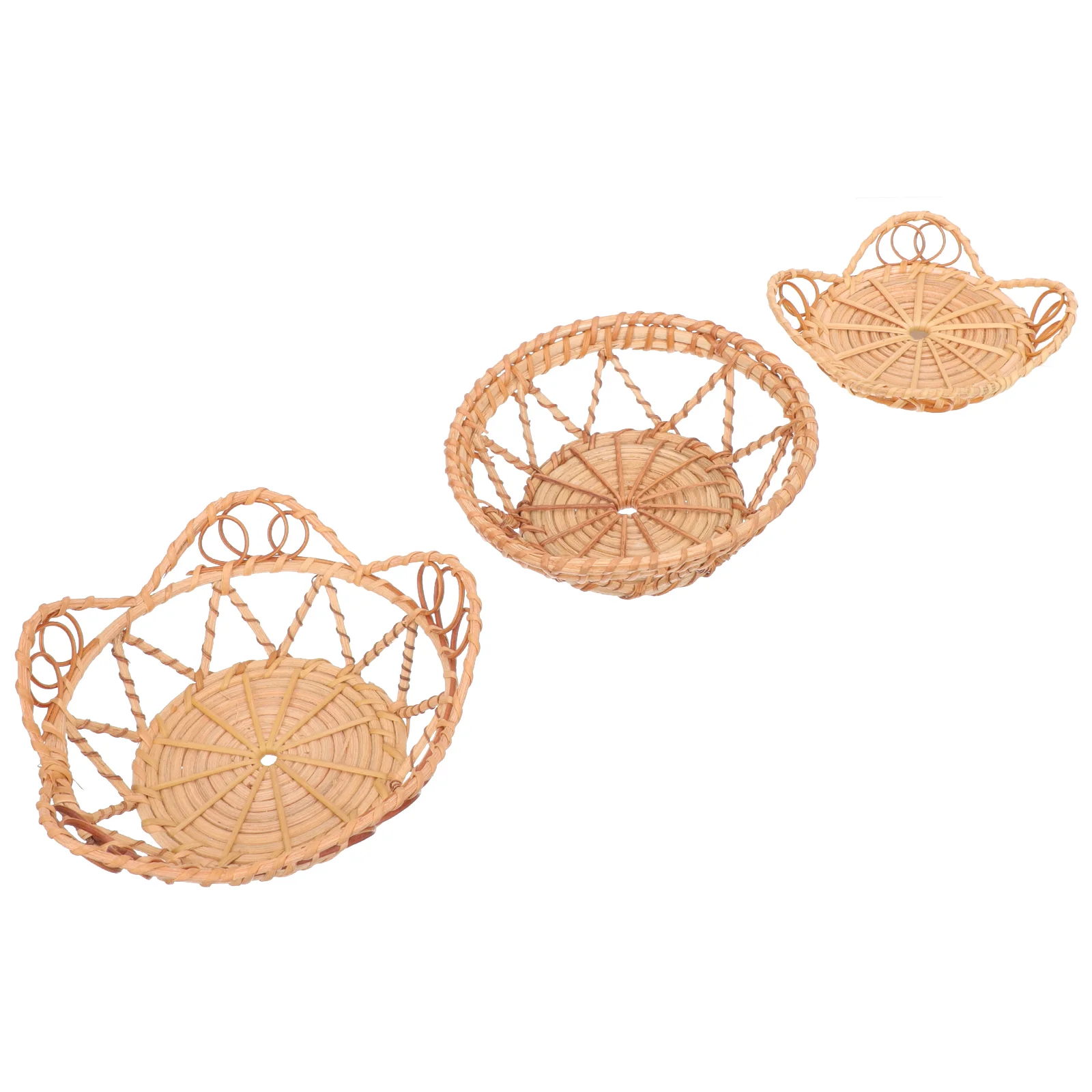

Basket Rattan Woven Wall Bread Baskets Bowl Fruit Tray Decor Snack Wicker Storage Cutlery Candy Holder Seagrass Serving Burger