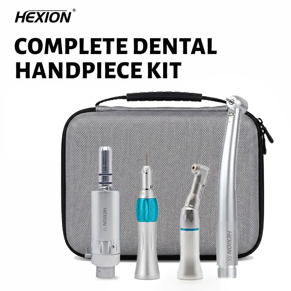 Фото HEXION Набор из 4 шт.: стоматологические высокоскоростные и низкоскоростные наконечники, прямой и угловой наконечник, воздушный мотор, односторонний водяной спрей, воздушная турбина, 2/4 отверстия. №1