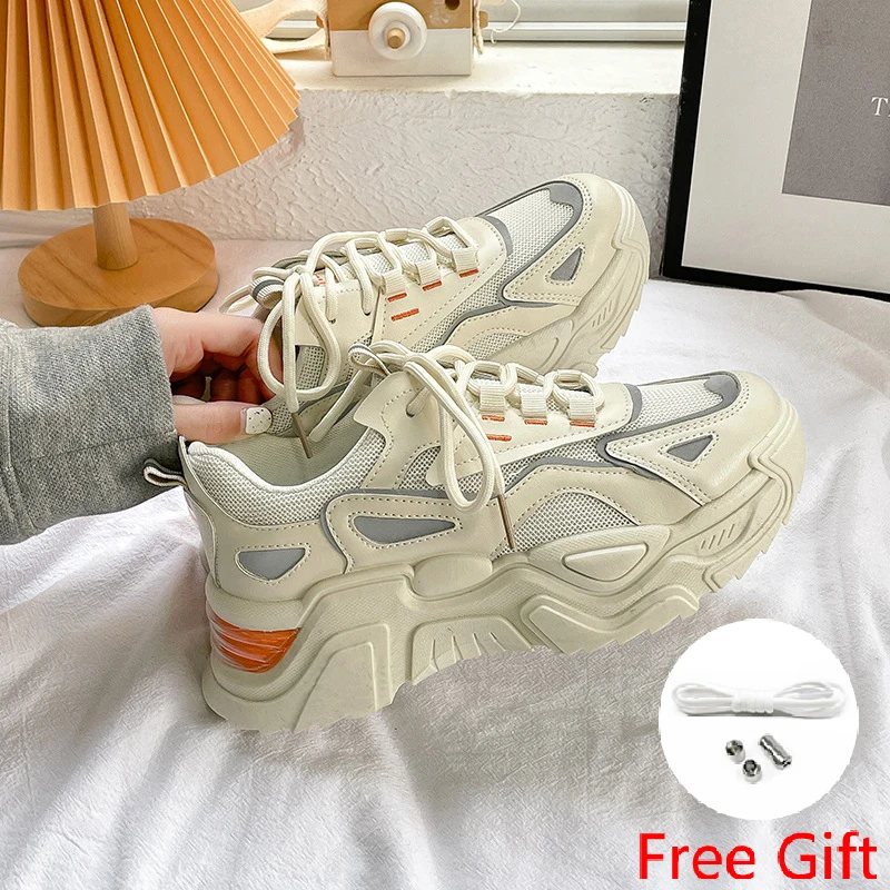 

Новинка Осень 2022, Папины туфли, женские студенческие универсальные спортивные туфли на толстой подошве, дышащие однотонные туфли, трендова...