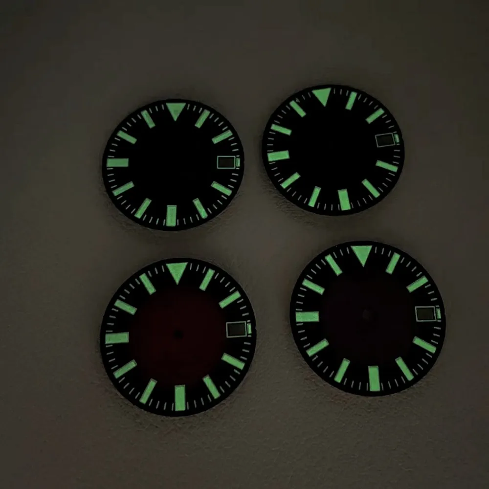 New nh35 literal retro mechanical surface strong green luminous suitable for NH36 movement 28 5mm matte sun pattern