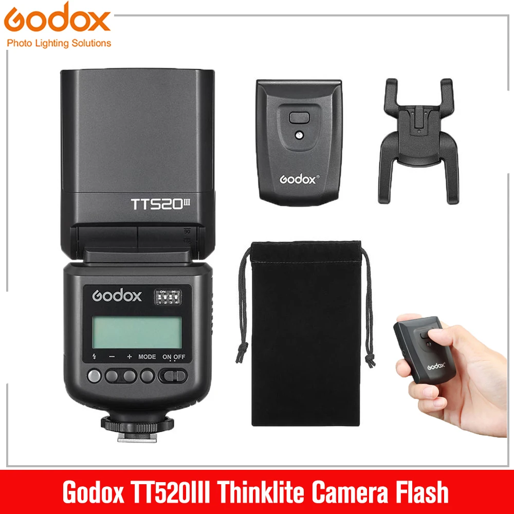 Фото Godox TT520 III Thinklite Camera Flash 443 МГц с беспроводным триггером со вспышкой, универсальная горячая башмака для Canon Nikon Sony Fuji №1