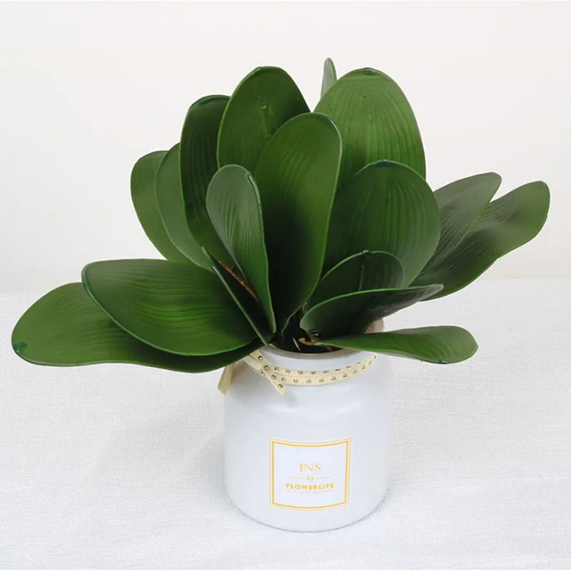 

Artificial Phalaenopsis Leaf PVC Green Leaf Wedding Party Plant Potted Flower Arrangement Home Table Decor Fake Orchid Leaves