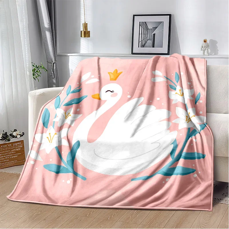 Фланелевое Плюшевое Одеяло HD С Рисунком Лебедя Мягкий Коралловый Флис 3D Принтом