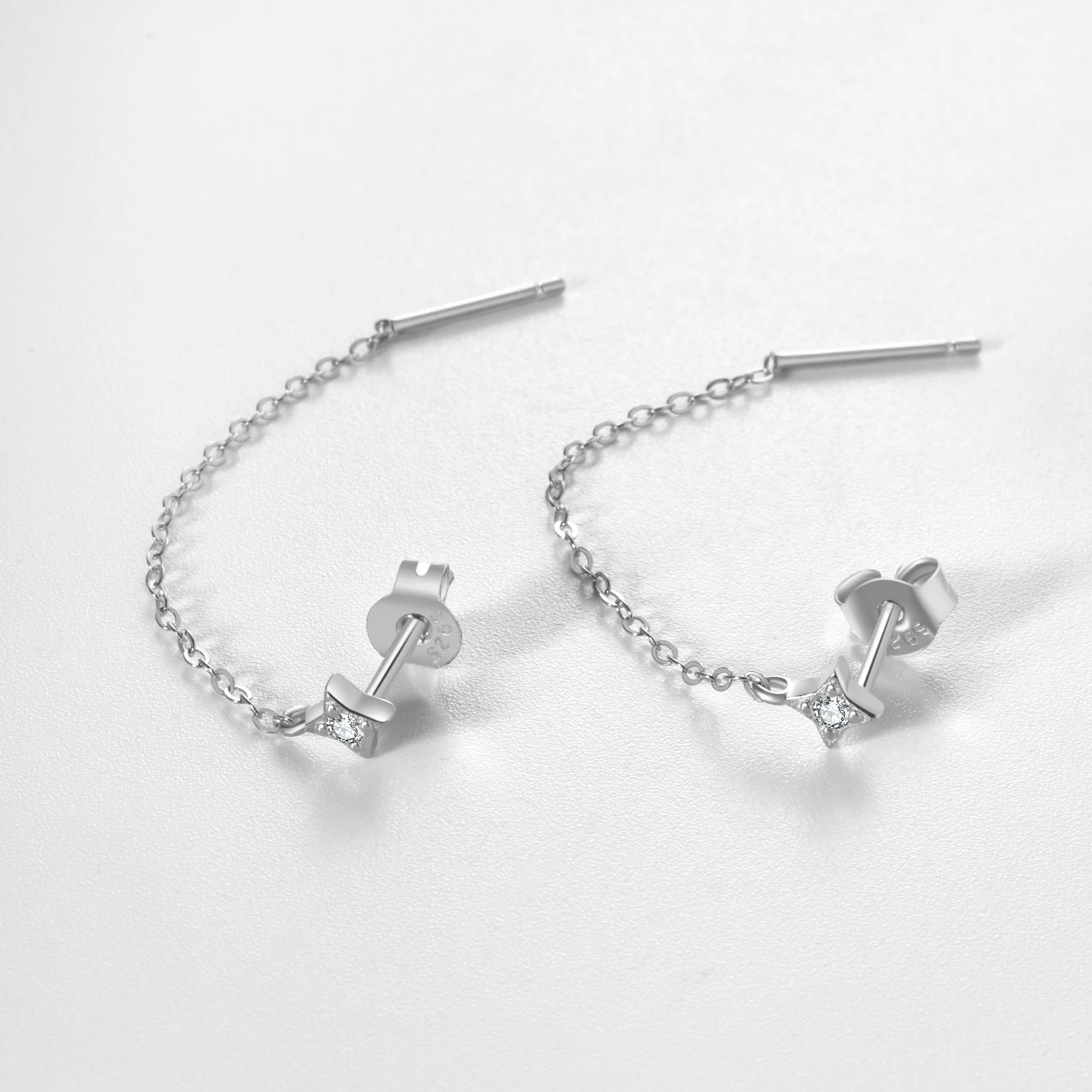 ANDYWEN 925 пробы Серебряный Золотой Циркон CZ звезда цепь 45 см длинные роскошные