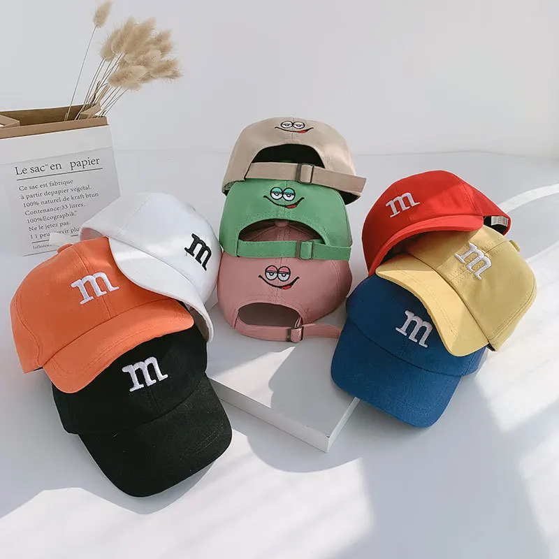 

Children's Kid Baseball Cap for Girls Boy Hats Sunscreen Baby Hat Hip Hop M Letter Embroidered Kids Caps 1-6-8-12-15 Years