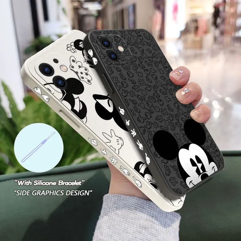 

Disney Mickey Mouse Phone Case For Samsung A81 A53 A50 A12 A22S A52 A52S A51 A72 A71 A32 A22 A30 A21S A02S 4G 5G with Hand Strap