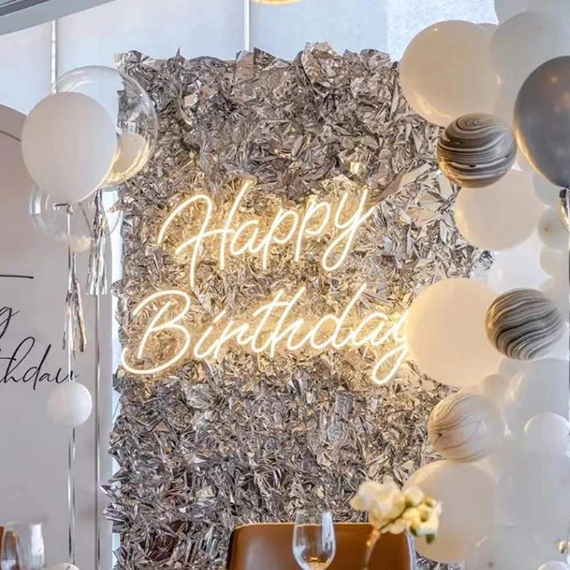 Happy Birthday Neon Sign Made With Transparent Acrylic For Indoor Wedding Birthday Party Decoration NHneon