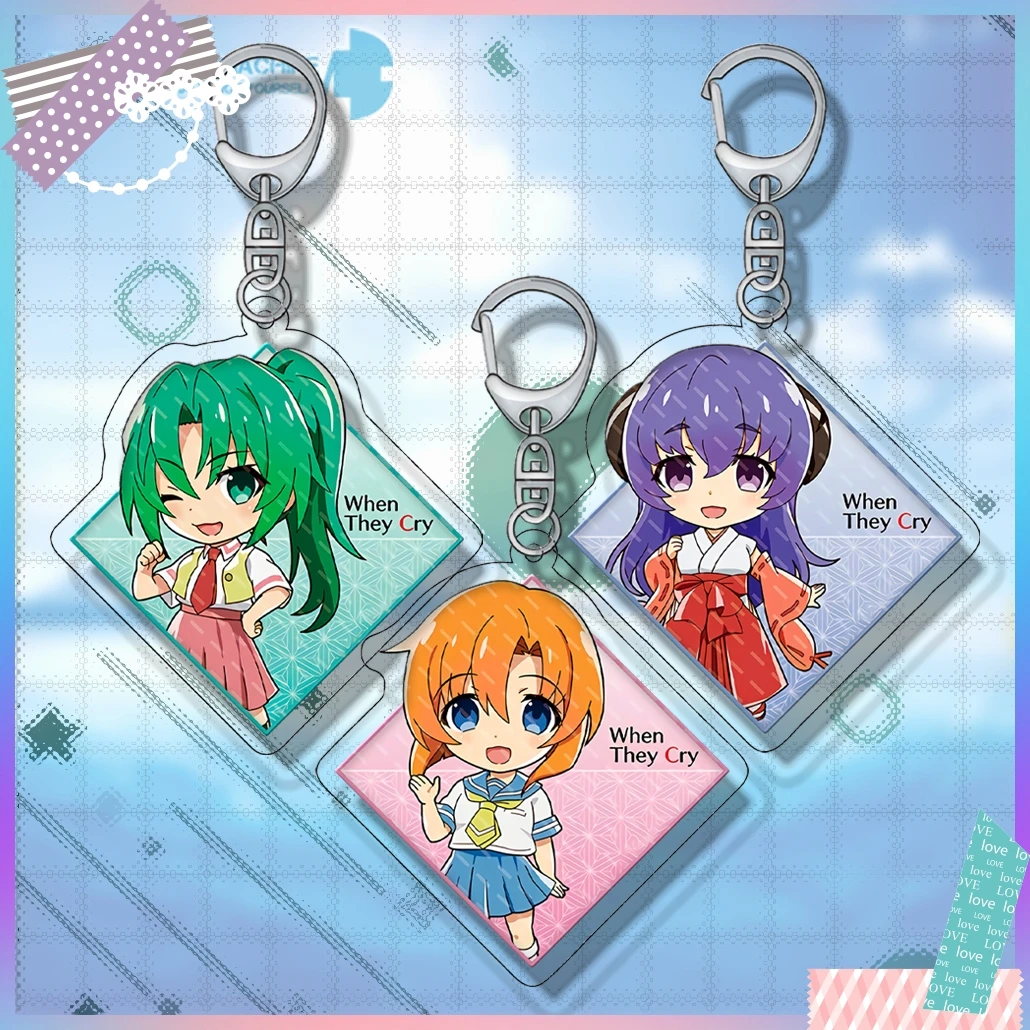 

Higurashi When They Cry Anime Decoration 6cm Accesories Keychain Mold Resin Accessories Japan Aestethic Jewelry Free Shipping