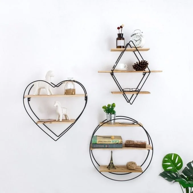 

Nordic wall rack iron sofa wall hanger decoration creative lattice simple living room storage rack