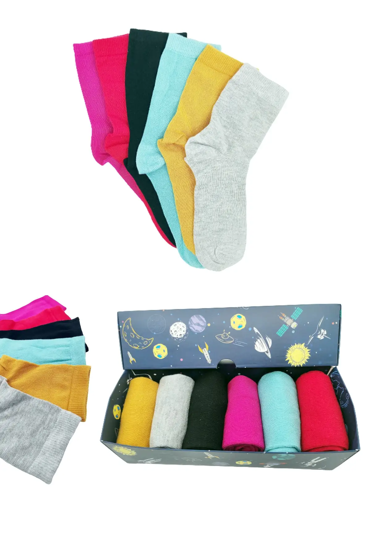 

6 шт. Пастельные цветные носки, модная парфюмерная коробка