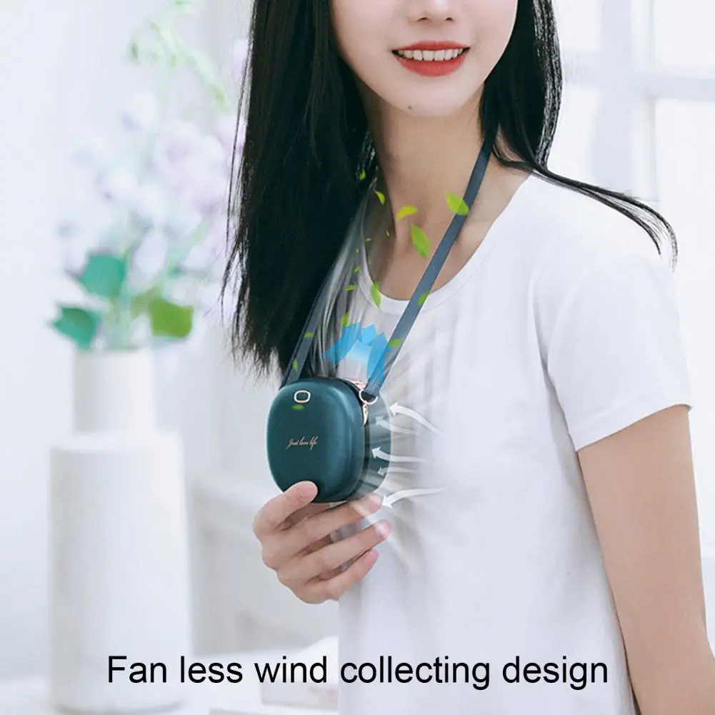 

2000mAh Neck Fan with Lanyard 3-speed Hanging Neck Fan Bladeless Anti-hair Tangling Necklace Fan Mini Waist Clip Fan for Work